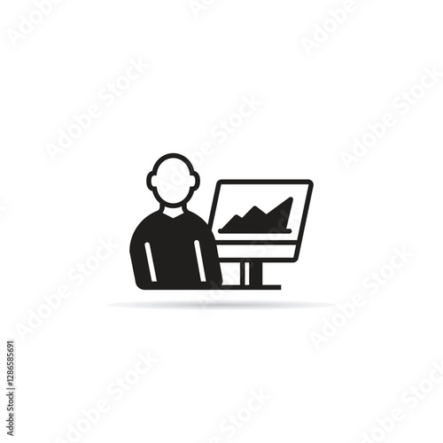 trader monitoring graph icon vector illustration