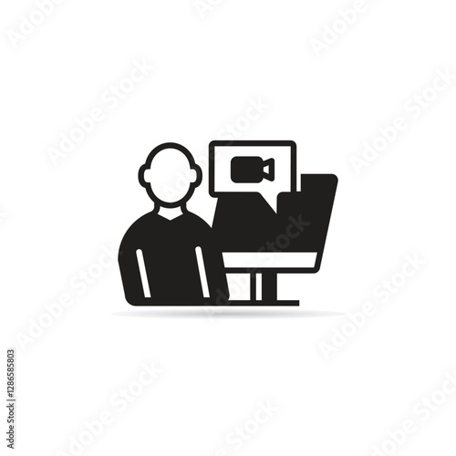 online meeting and conference icon with shadow on white background