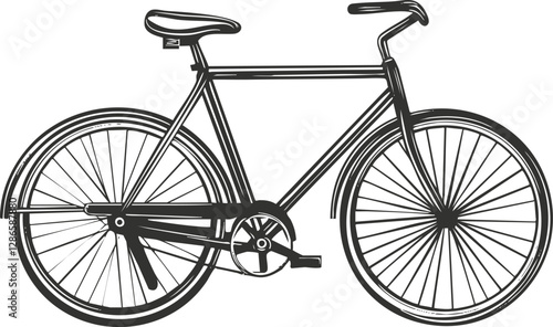 Illustration of a classic bicycle with detailed frame and wheels.