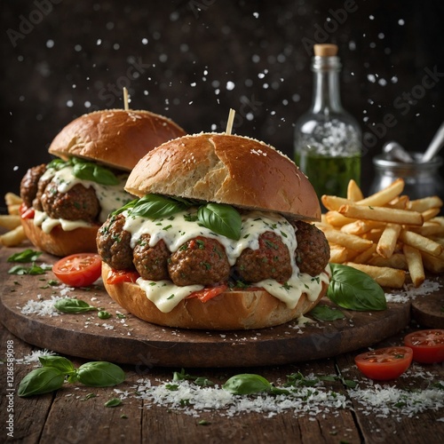 kofta beef sandwich dropping tahini A delicious cheeseburger with lettuce, tomato, and cheese on a rustic wooden table. homemade hamburger sandwich and french fries.