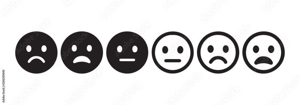 Social media reaction icon. Emoticons set. Emoji faces collection. Vector illustration eps 10 Social media reaction icon. Emoticons set. Emoji faces collection. Vector illustration eps 10