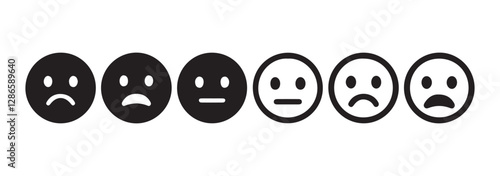 Social media reaction icon. Emoticons set. Emoji faces collection. Vector illustration eps 10