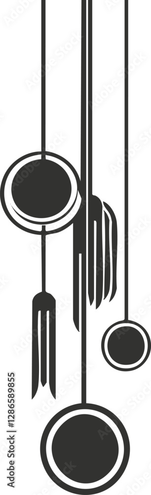 Minimalist black and white pendant design with circular and linear elements. Minimalist black and white pendant design with circular and linear elements.