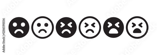 Social media reaction icon. Emoticons set. Emoji faces collection. Vector illustration eps 10