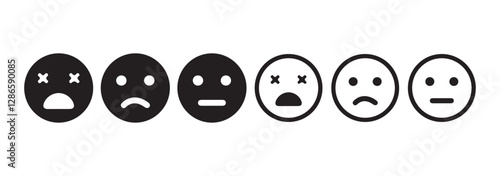 Social media reaction icon. Emoticons set. Emoji faces collection. Vector illustration eps 10