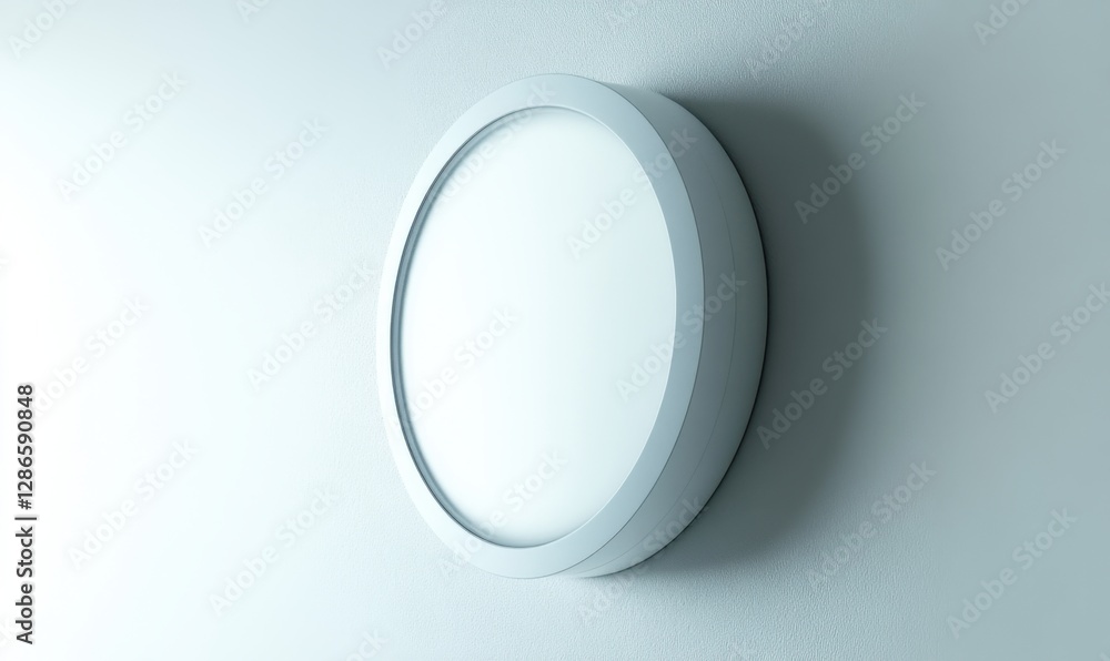 Round wall light illuminating plain wall, ideal for modern interiors Round wall light illuminating plain wall, ideal for modern interiors