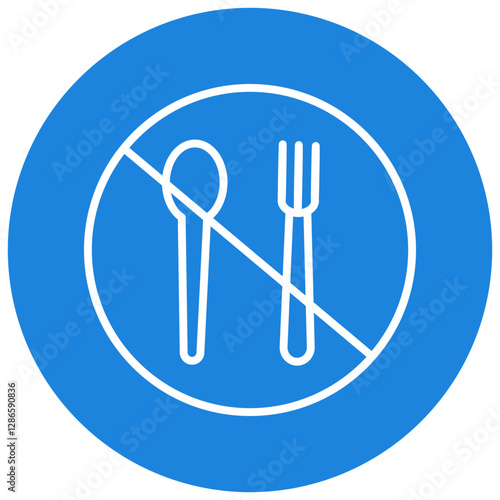 Fasting Symbol (No Food Icon), Fasting Symbol Circle Icon – No Food & Religious Practice Sign