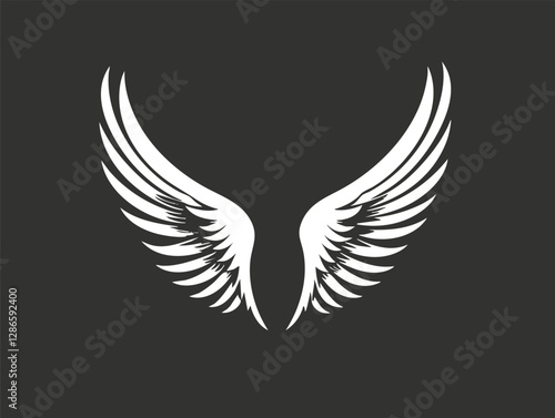 White angel wings on a black background representing freedom and spirituality.