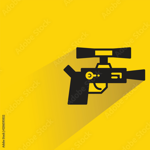 futuristic blaster gun on yellow background