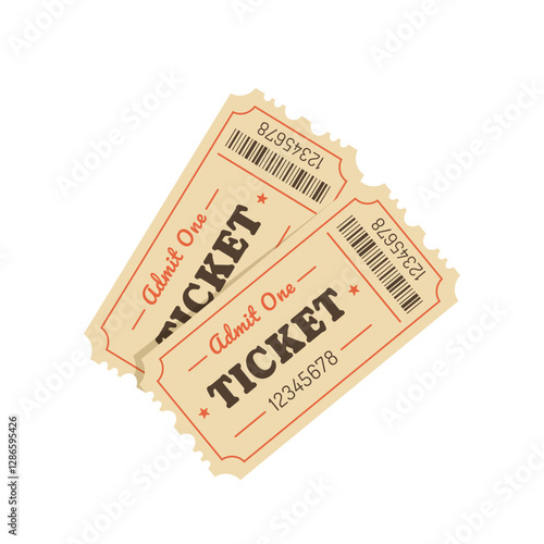 Two tickets isolated on white background	