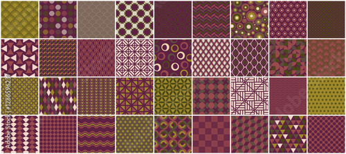 Collection of vector seamless colorful patterns - vintage design. Trendy retro backgrounds, fashion style 60 - 70s. Simple unusual creative prints