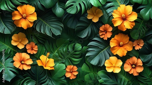Wallpaper Mural Tropical Floral Design Background Torontodigital.ca
