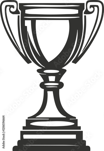 Black and white illustration of a trophy symbolizing victory and achievement.