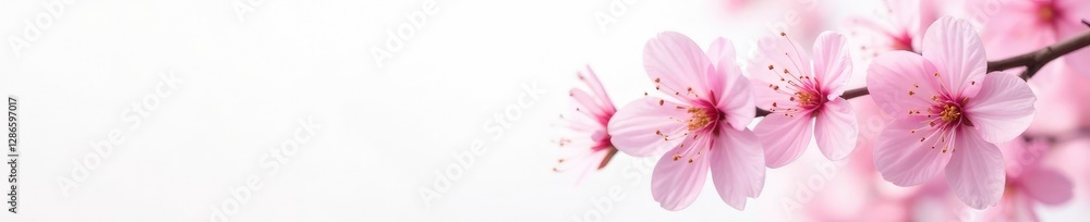 Delicate pink sakura flowers on white background, flower, petals Delicate pink sakura flowers on white background, flower, petals