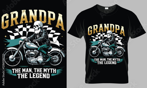 Grandpa the man the myth the legend - Motorcycle typography vector T-shirt design. 
motivational and inscription quotes.
perfect for print item and bags, posters, cards. 
isolated on black background