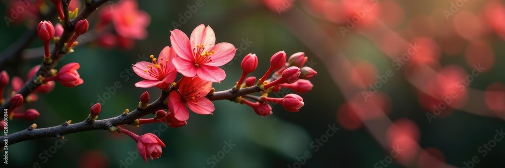 Obraz premium Twisted branch with urn-shaped flowers blooming on pointleaf manzanita tree branches, twig, foliage, shrub
