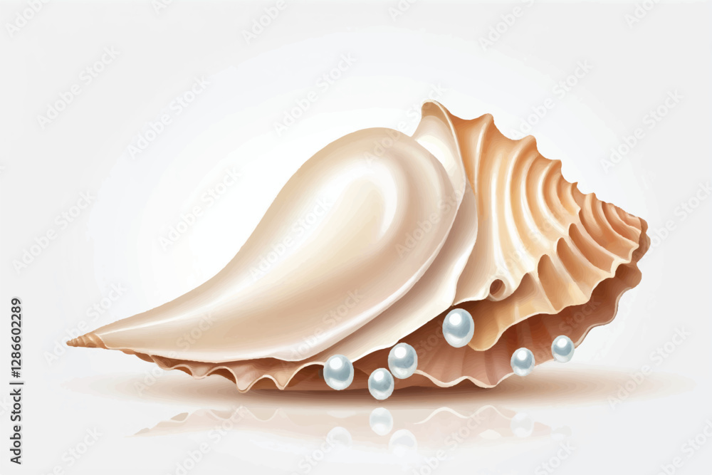Sea shell with pearl isolated on white background Sea shell with pearl isolated on white background