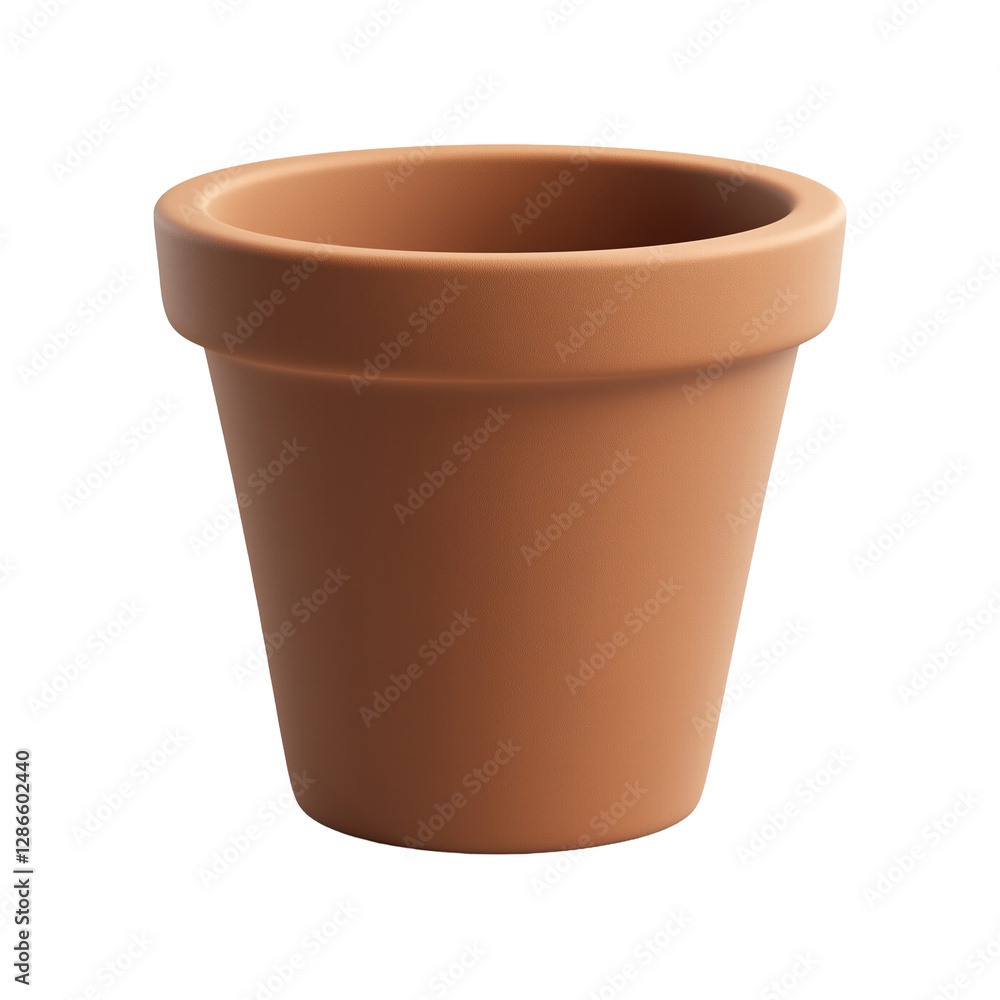 A realistic terracotta clay flower pot with a simple design and smooth surface, ideal for gardening, isolated on transparent background. A realistic terracotta clay flower pot with a simple design and smooth surface, ideal for gardening, isolated on transparent background.