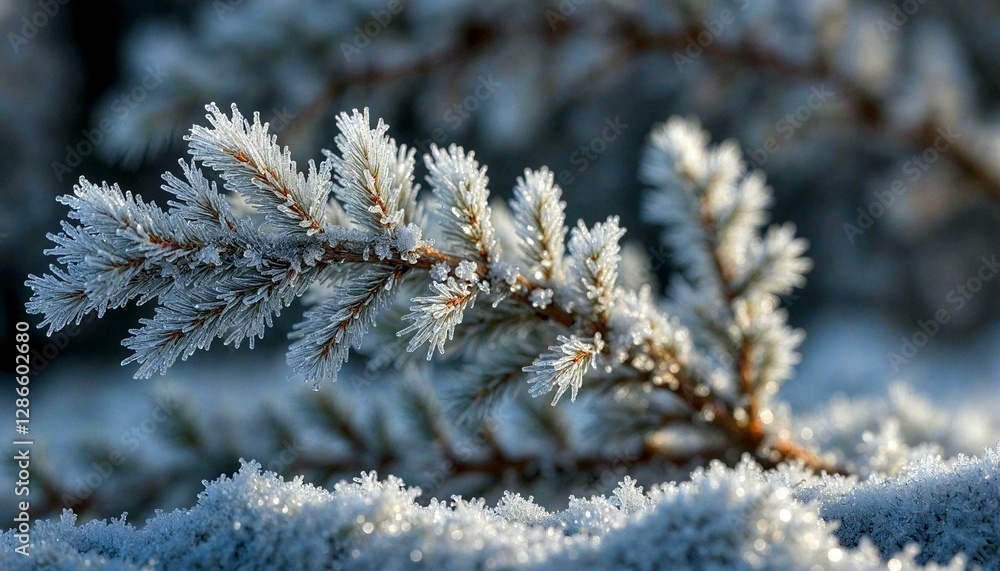 Frosty Branch with Blurry Background Frosty Branch with Blurry Background