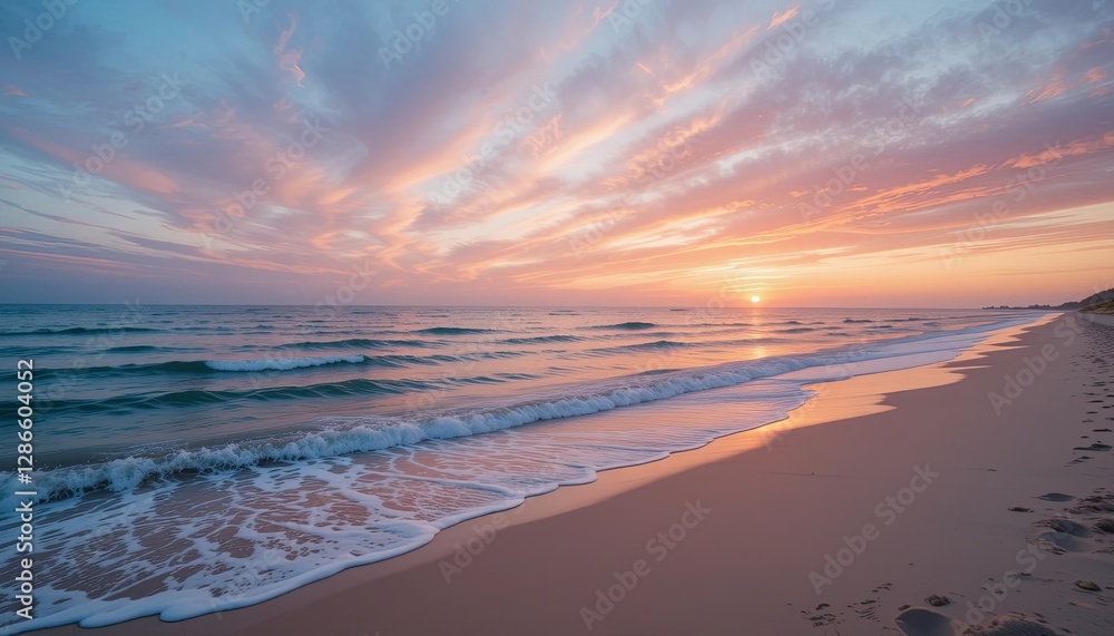 Obraz premium Sunset waves at the beach ocean view landscape photography tranquil environment
