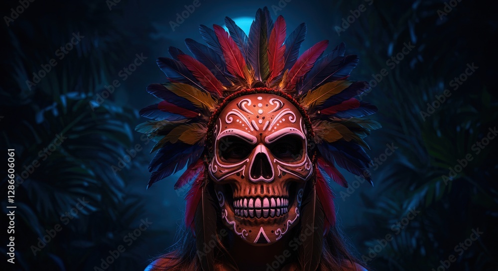 Colorful Tropical Voodoo Skull Mask - Mystical Celebration Colorful Tropical Voodoo Skull Mask - Mystical Celebration