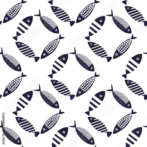 Cute blue sardines. Kids background.Seamless pattern. Can be used in textile industry, paper, background, scrapbooking.