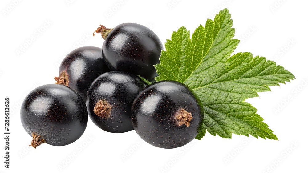 Blackcurrant Cluster with Leaf, Isolated on Transparent Background, Photorealistic, Fruit, Food, blackcurrant, berry, food photography Blackcurrant Cluster with Leaf, Isolated on Transparent Background, Photorealistic, Fruit, Food, blackcurrant, berry, food photography