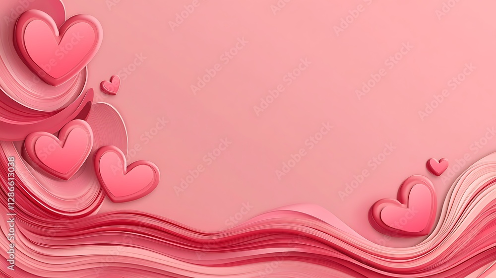 Romantic Pink Hearts 3D Render: Valentine's Day Design AI Generated Romantic Pink Hearts 3D Render: Valentine's Day Design AI Generated