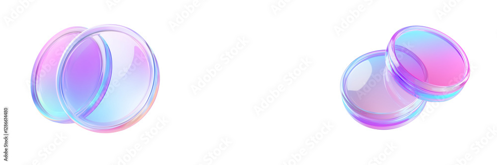 Set of A two glass circular coins with the on Transparent PNG format Background. Set of A two glass circular coins with the on Transparent PNG format Background.