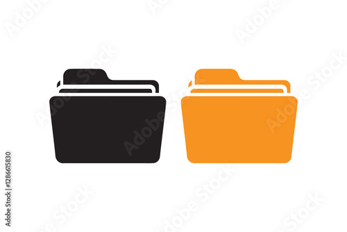simple file folder icon vector silhouette isolated in white background