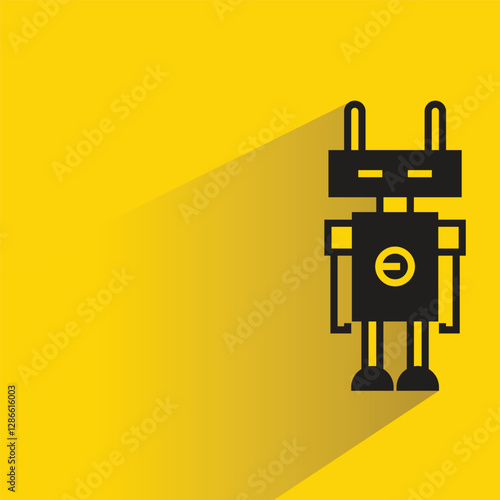 robot character with shadow on yellow background