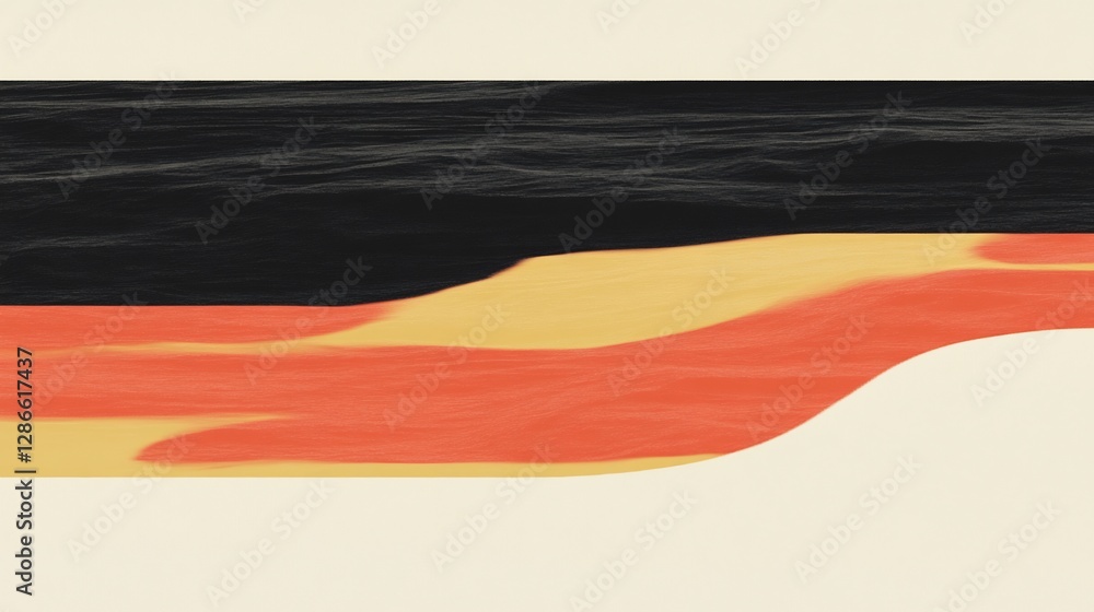 Naklejka premium Abstract landscape painting warm colors flowing softly. AI Generated