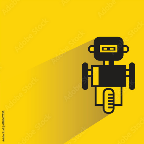 robot character with shadow on yellow background