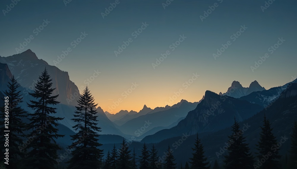Fototapeta premium Mountain sunrise landscape nature scenic view tranquil environment