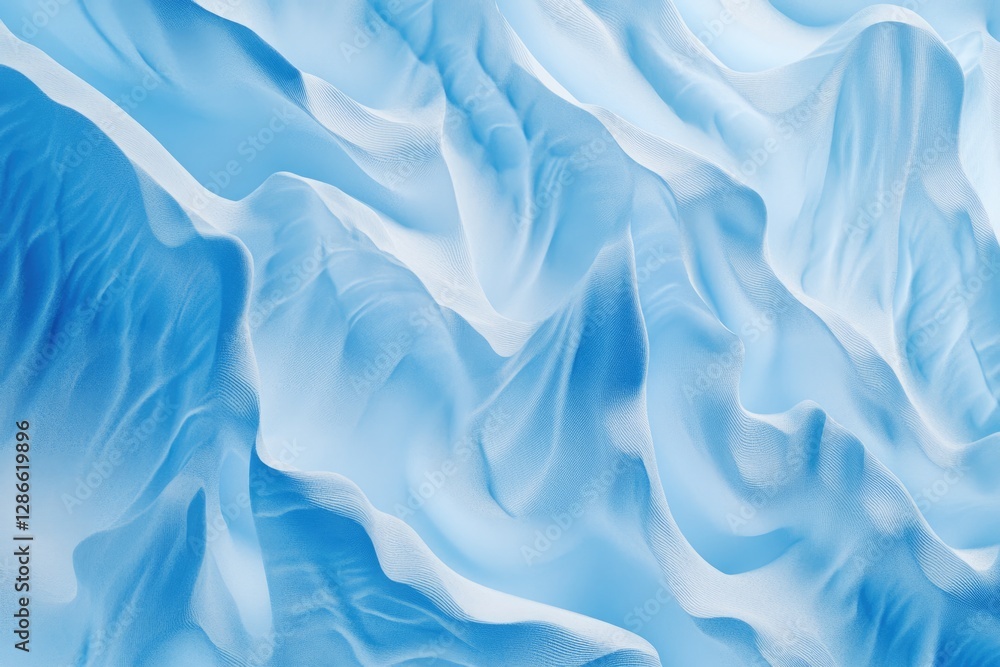 Obraz premium Abstract blue textured waves, resembling flowing fabric or sculpted snow drifts, creating a serene and calming visual.