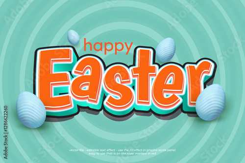 Editable happy Easter text effect template