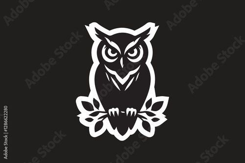 owl in sticker style for logo or different usage