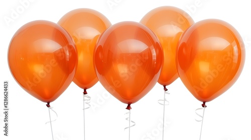 Wallpaper Mural Five orange balloons floating on a crisp bright white background Torontodigital.ca