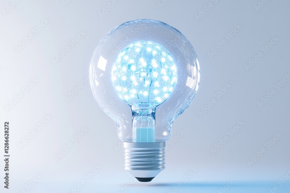 A futuristic light bulb with a glowing, intricate internal structure, symbolizing innovation and technology. A futuristic light bulb with a glowing, intricate internal structure, symbolizing innovation and technology.