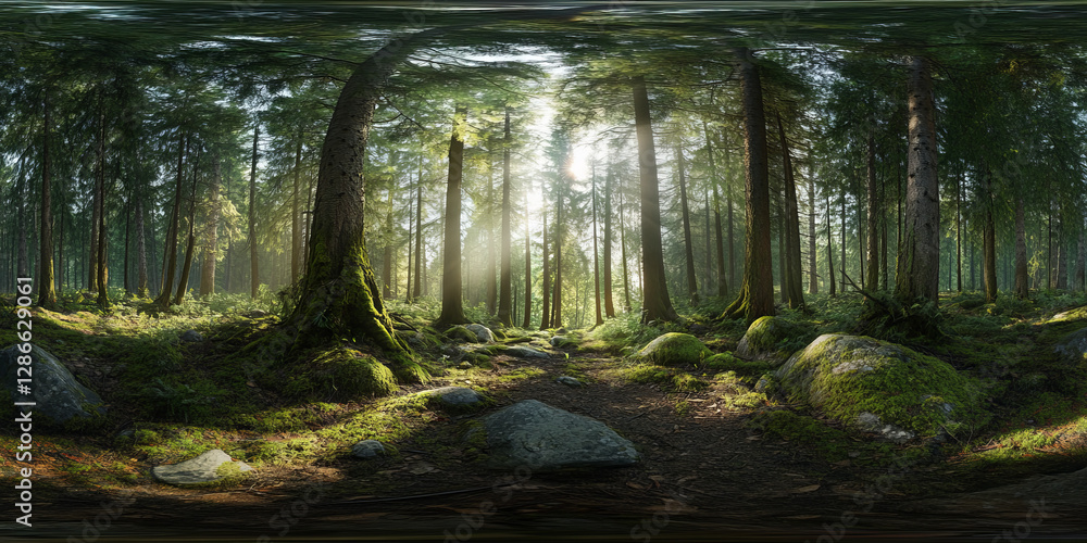 Obraz premium HDRI 360-degree deep forest scenery