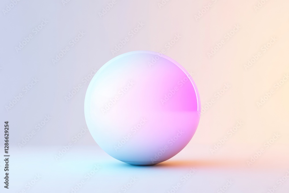 A luminous sphere rests on a pastel surface, emitting soft, colorful light. A luminous sphere rests on a pastel surface, emitting soft, colorful light.