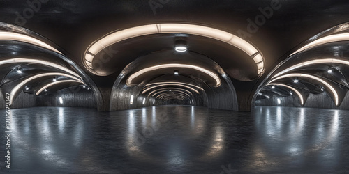 HDRI 360-degree, high-tech industrial sci-fi chamber