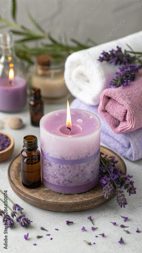 Lavender Candle and Essential Oil Set for Spa Relaxation Lavender Candle and Essential Oil Set for Spa Relaxation