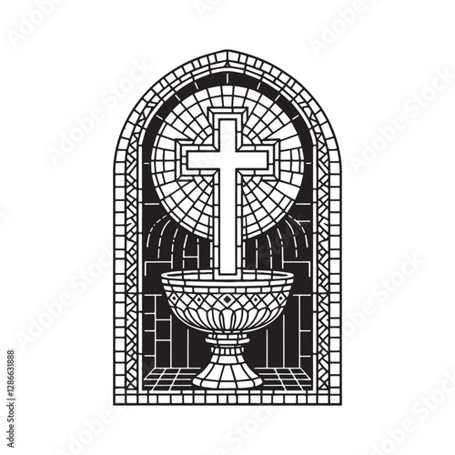 Symbolic Mosaic Art Depicting Christian Faith and Spiritual Rebirth