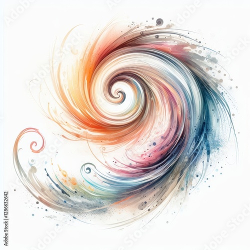 A delicate watercolor depiction of a swirling breeze, the wind of spirit