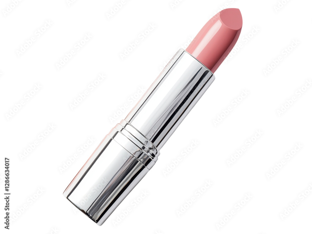 Elegant lipstick on a white background, showcasing a soft pink shade for beauty and cosmetic advertisements. Elegant lipstick on a white background, showcasing a soft pink shade for beauty and cosmetic advertisements.