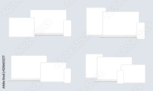 Wallpaper Mural Set Of Clay Digital Devices Mockups, Blank Screens. Vector Illustration Torontodigital.ca