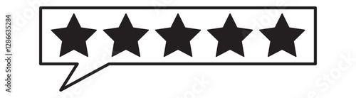 Five stars icon Vector. Five stars customer product rating review flat icon for apps and websites. Set of five star icon collection. Yellow and black star symbol. Vector Illustration. Customer review 