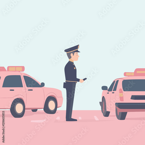 Police Officer Giving a Ticket to a Car