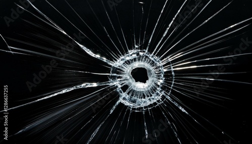 bullet hole on glass black background for overlay window